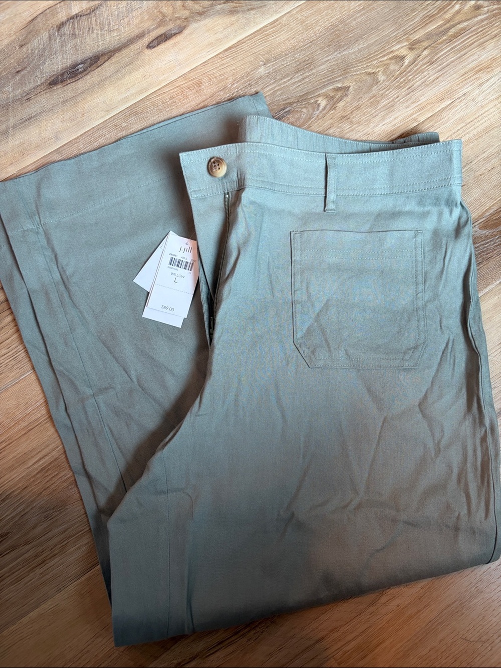 NWT J. Jill Willow Linen Pant, olive green